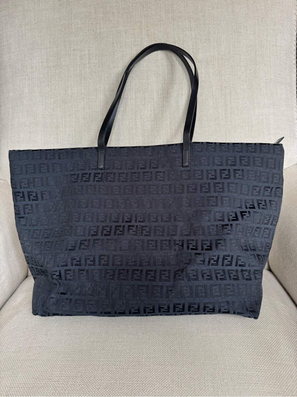 Fendi Black FF Jacquard Large Tote